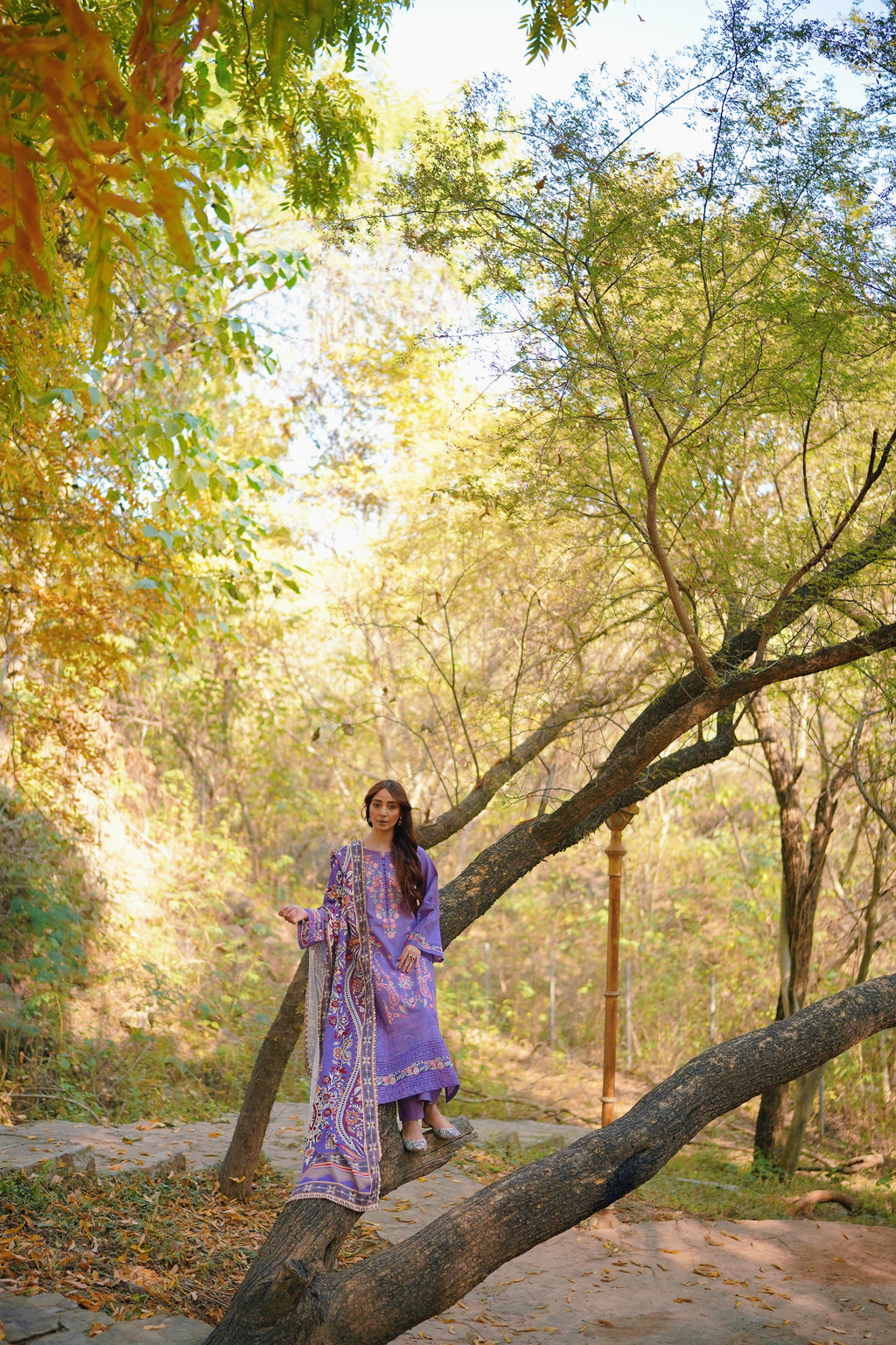 AURUM — Amethyst Fall - Embroidered Three Piece