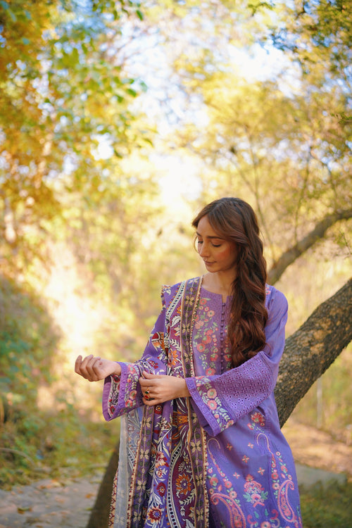 AURUM — Amethyst Fall - Embroidered Three Piece