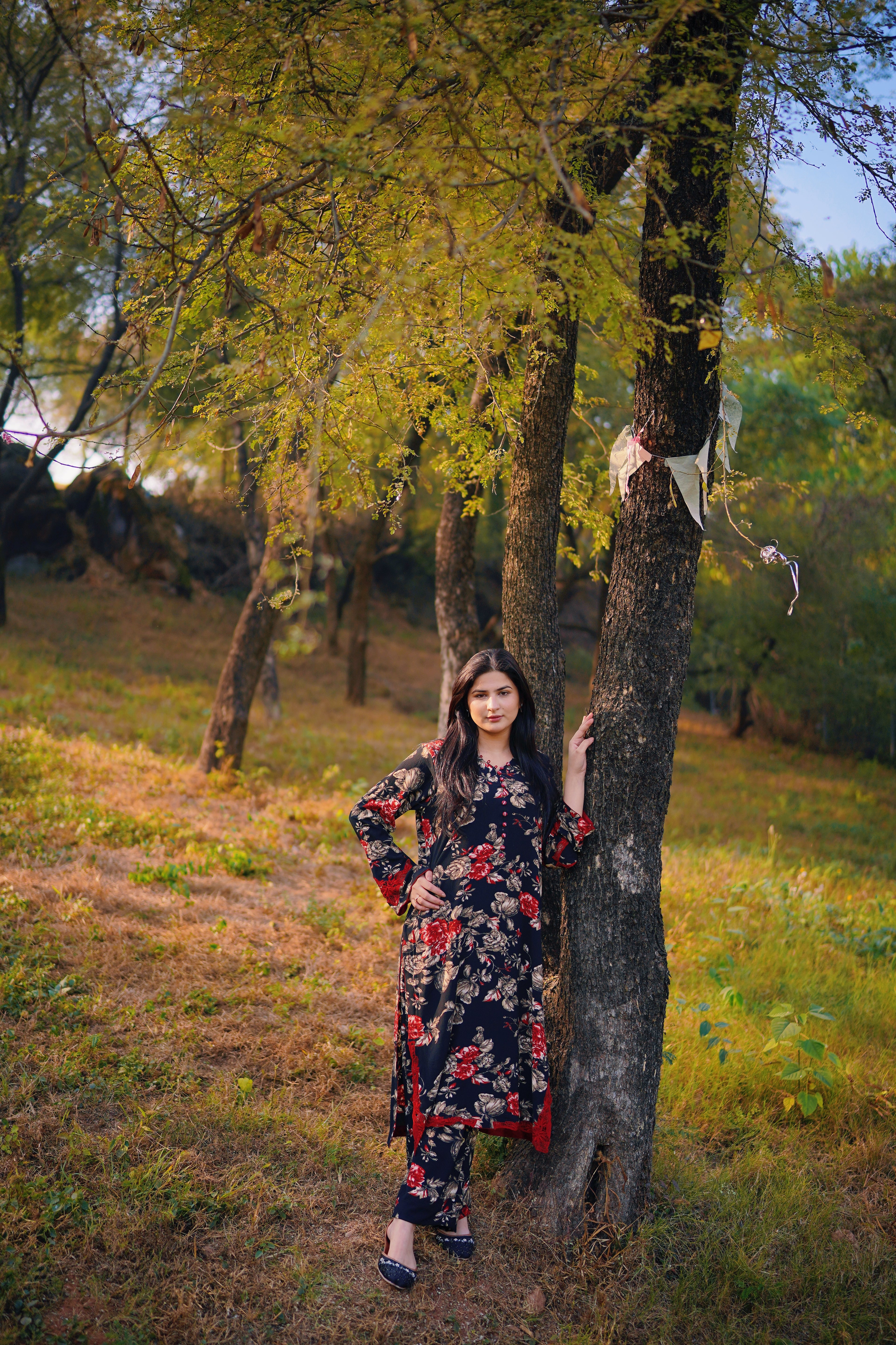 Midnight Bloom Floral - Georgette - Two Piece Suit