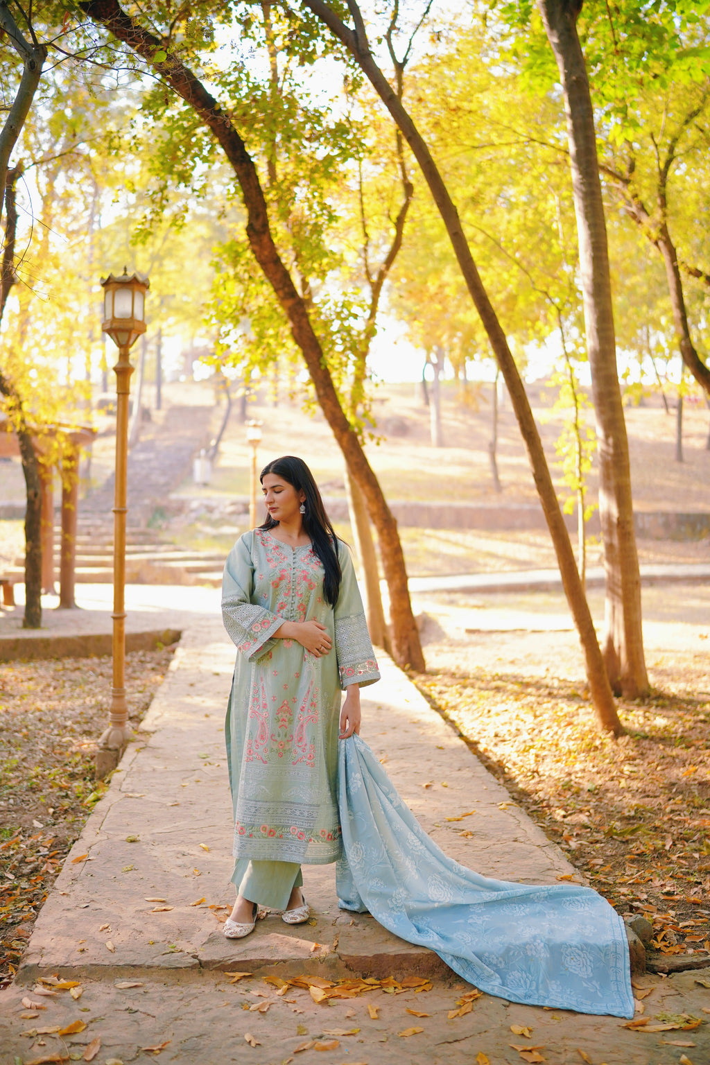 AURUM — Mist Sage - Embroidered Three Piece