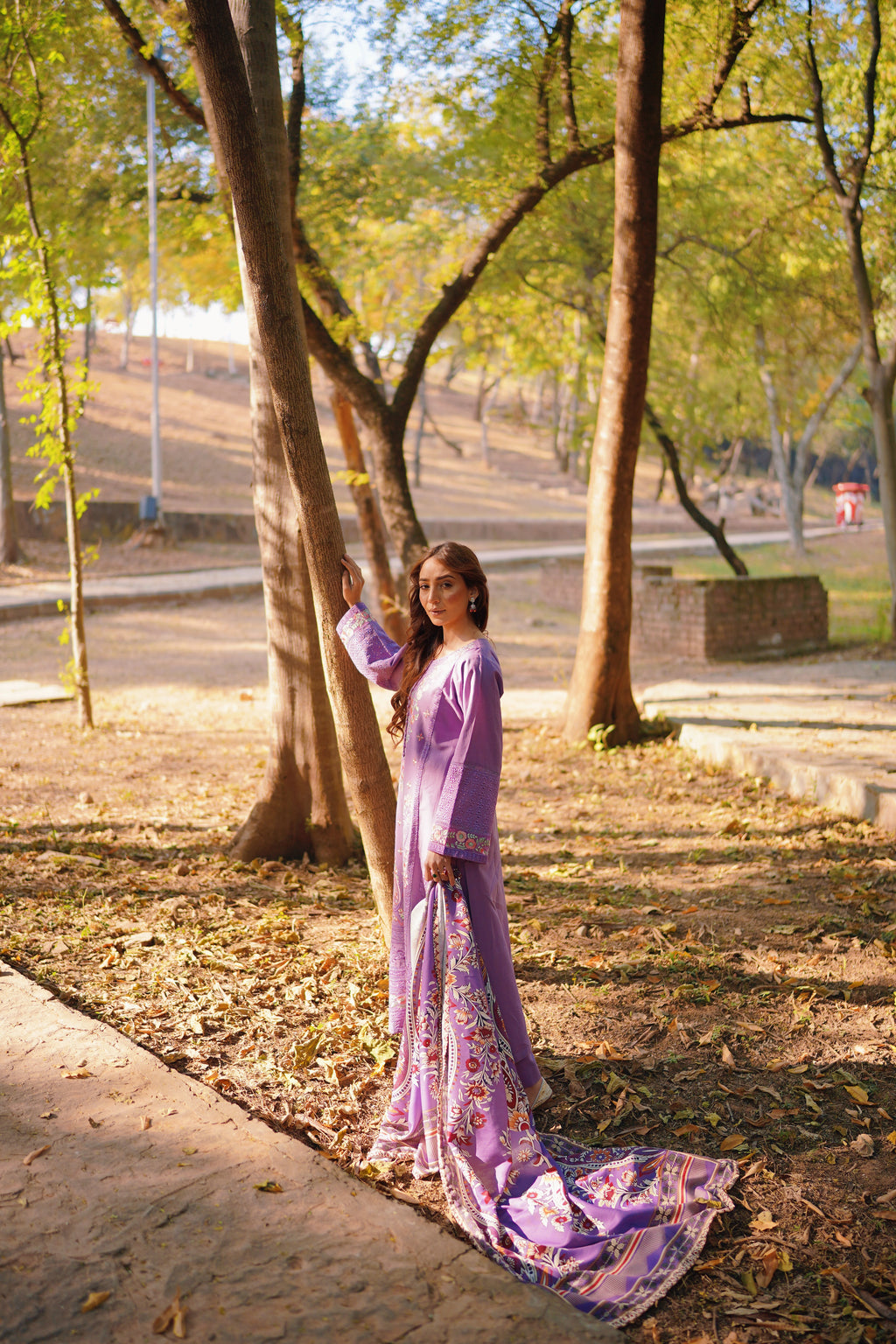 AURUM — Amethyst Fall - Embroidered Three Piece