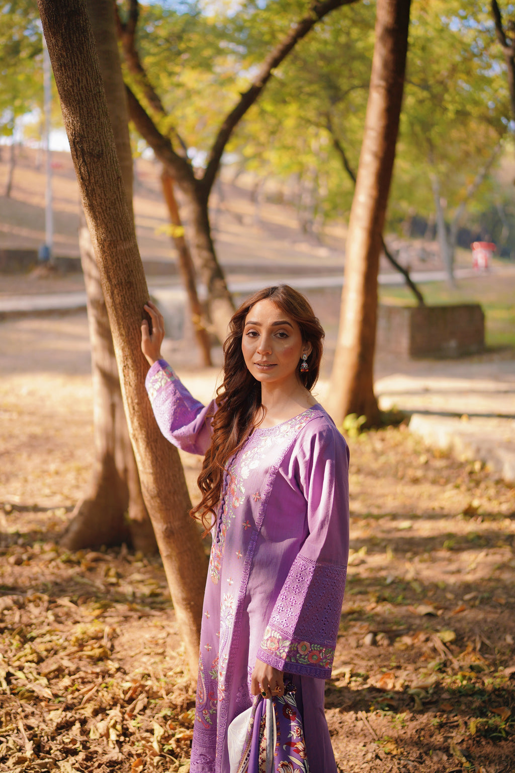 AURUM — Amethyst Fall - Embroidered Three Piece