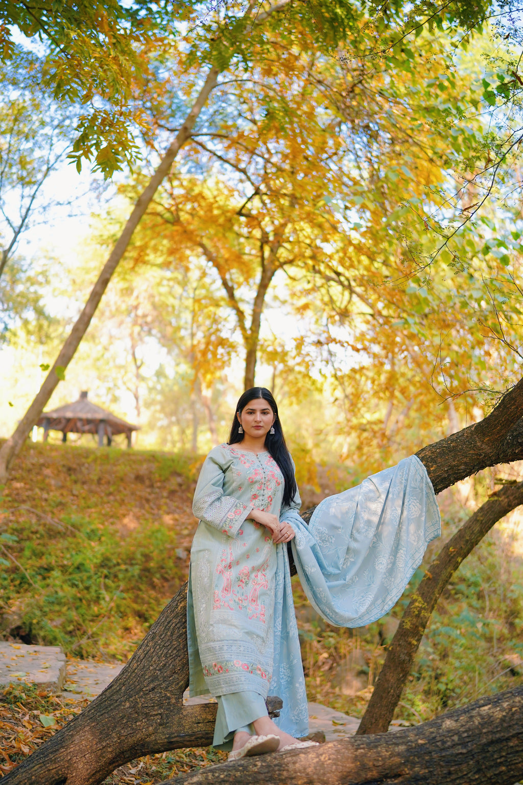 AURUM — Mist Sage - Embroidered Three Piece