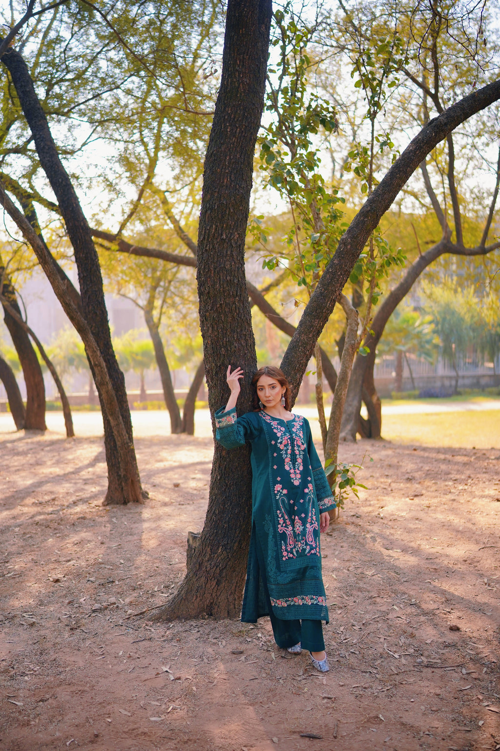 AURUM — Emerald Grove - Embroidered Three Piece